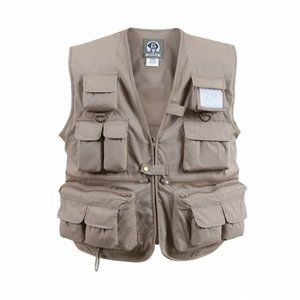 Beige Multi-Pocket Utility Vest for Men